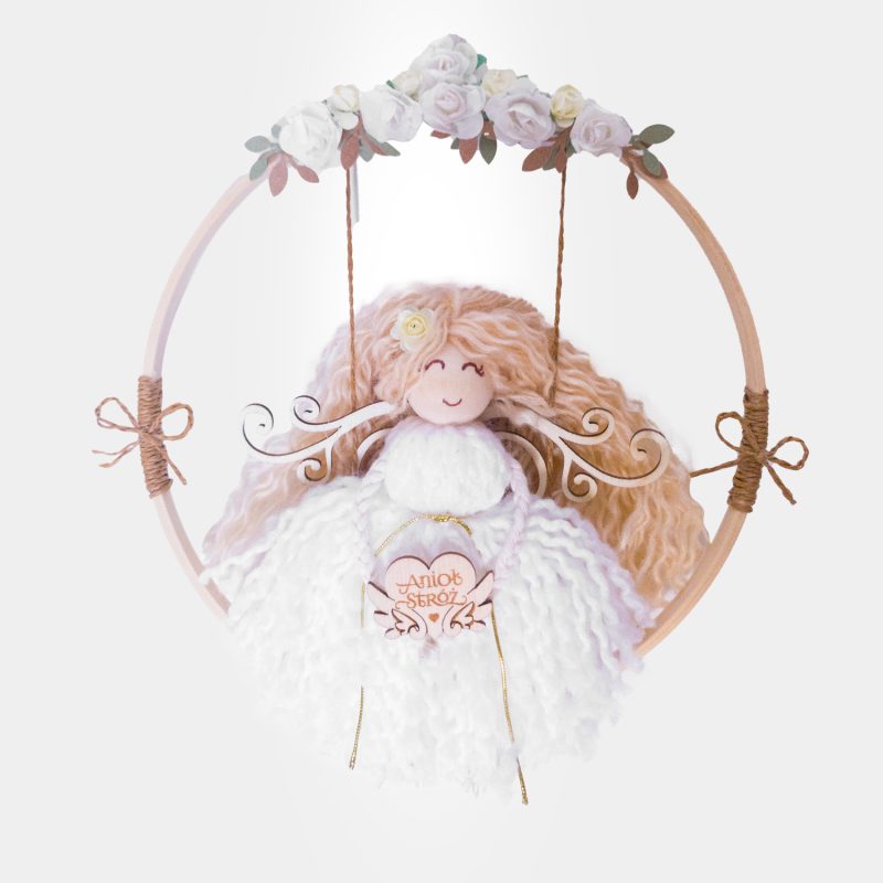 Prezent Handmade, Anioł Stróż Biały Kwiaty